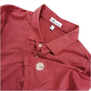Peter Millar Polo Shirt‎ Mens Large Red  Striped Golf Club